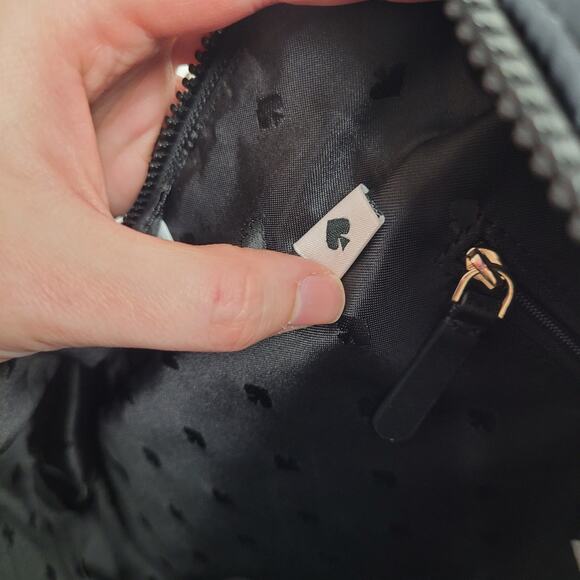 Kate Spade Karissa large nylon quilted backpack polka dot black festive - Picture 12 of 13